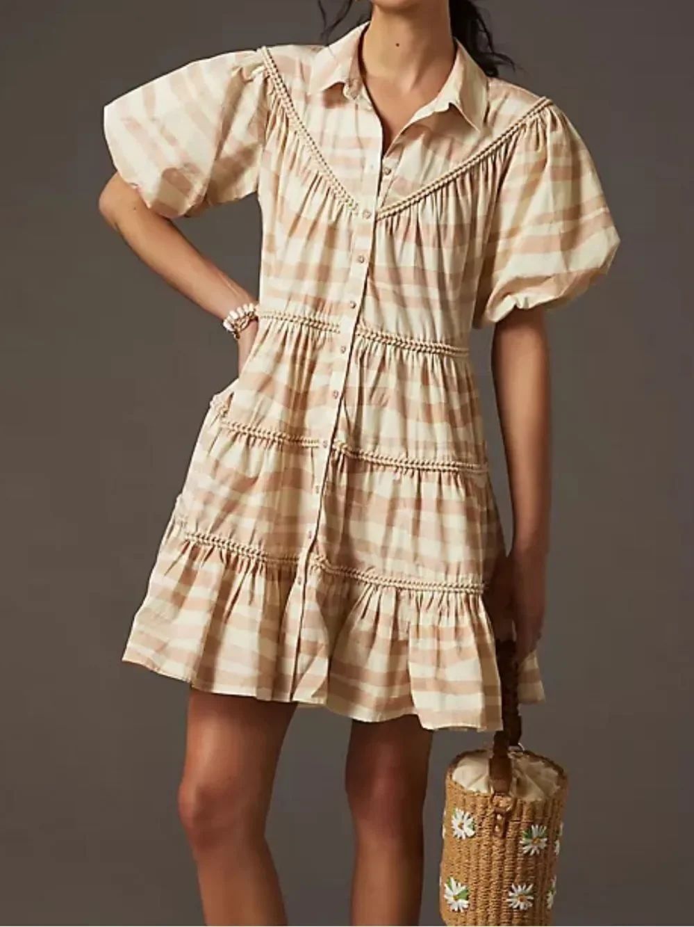 Anthropologie Let Me Be Embroidered Tiered Mini Dress
J8